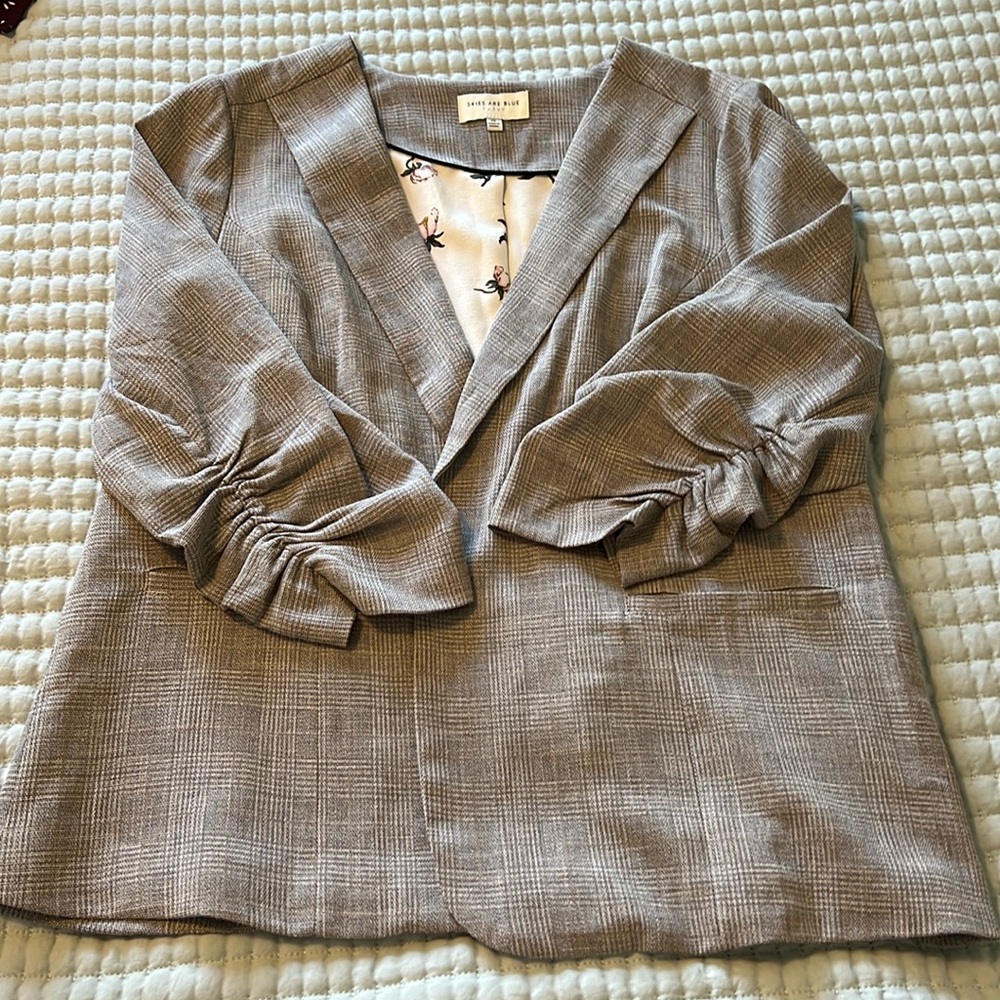 Light Gray Plaid Blazer